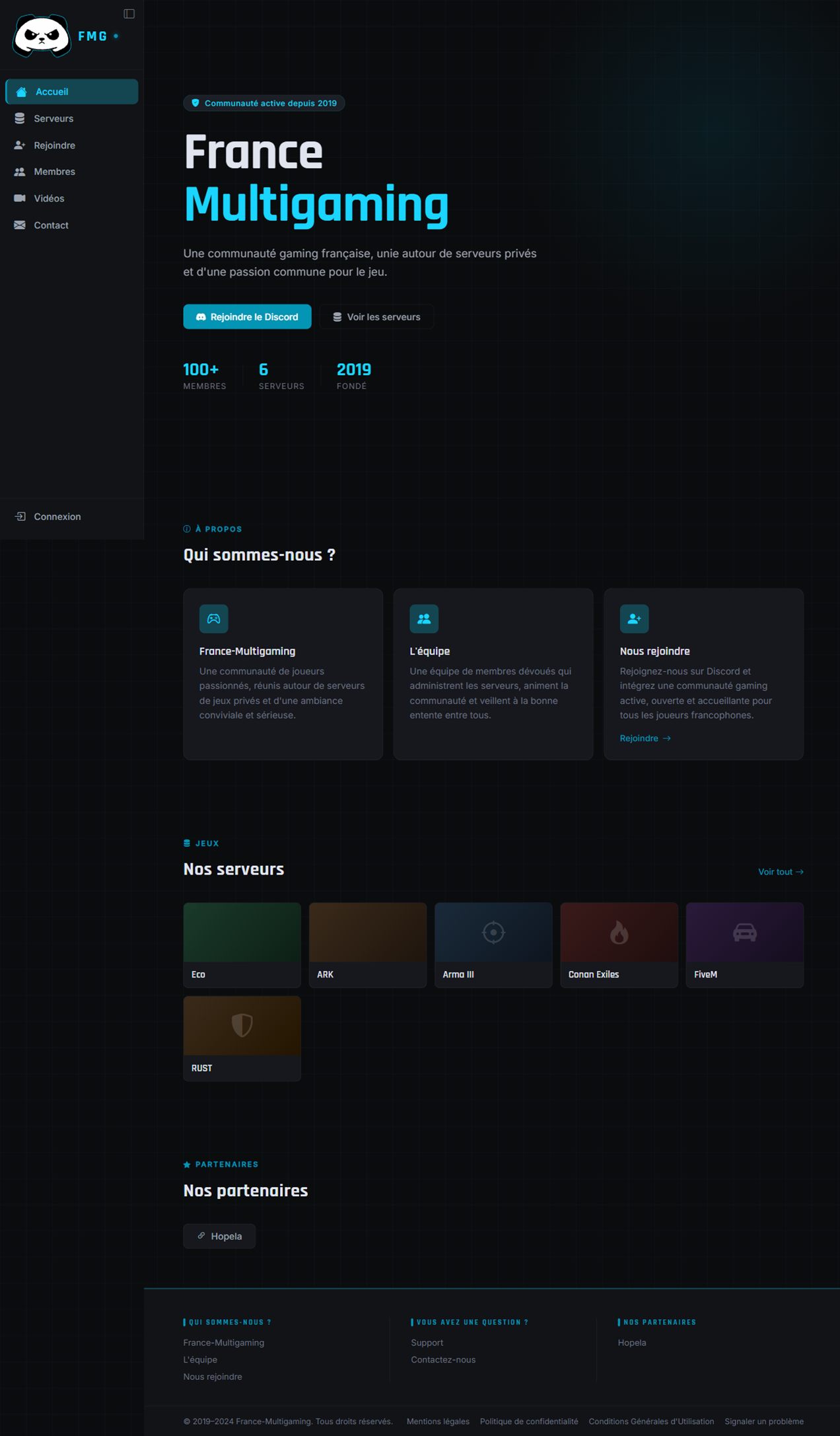 Page d'accueil de France Multigaming