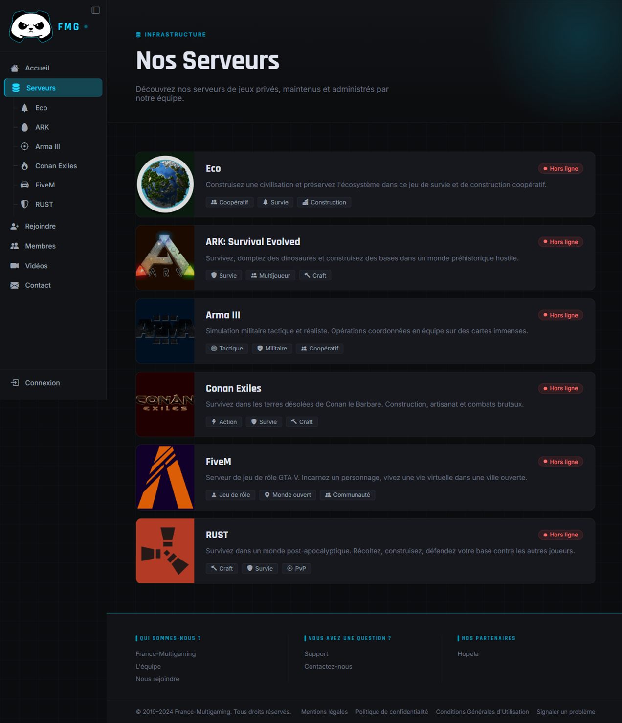 Les serveurs de jeu de la communauté